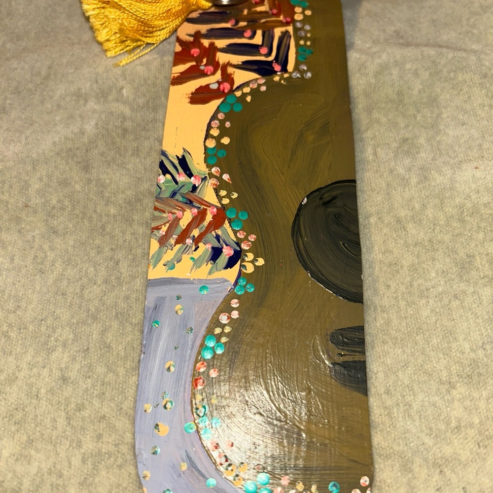 Double Sided Hand-Painted Guitar Bookmark with Yellow Tassel